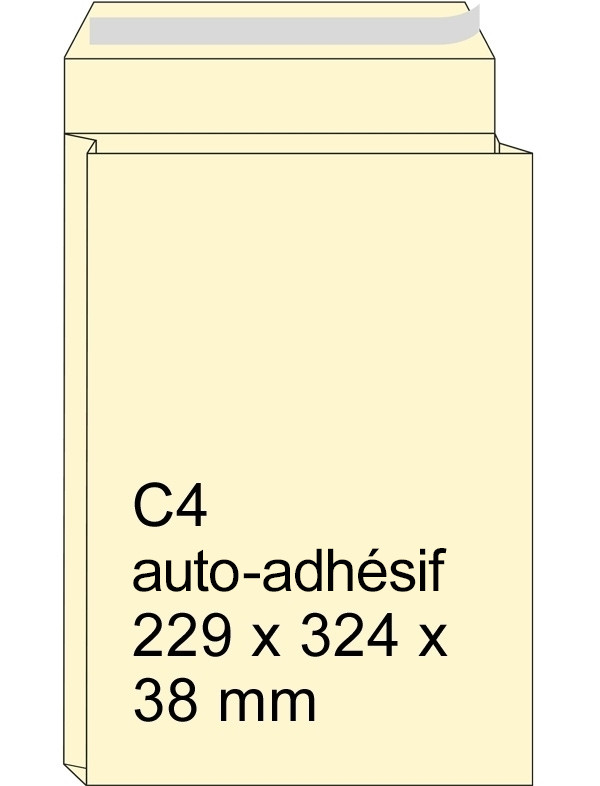 Pochette échantillon crème 229 x 324 x 38 mm - autoadhésive C4 (10 pièces) 309582-10 209090 - 1