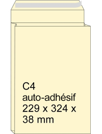 Pochette échantillon crème 229 x 324 x 38 mm - autoadhésive C4 (10 pièces) 309582-10 209090