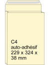 Pochette échantillon crème 229 x 324 x 38 mm - autoadhésive C4 (10 pièces)