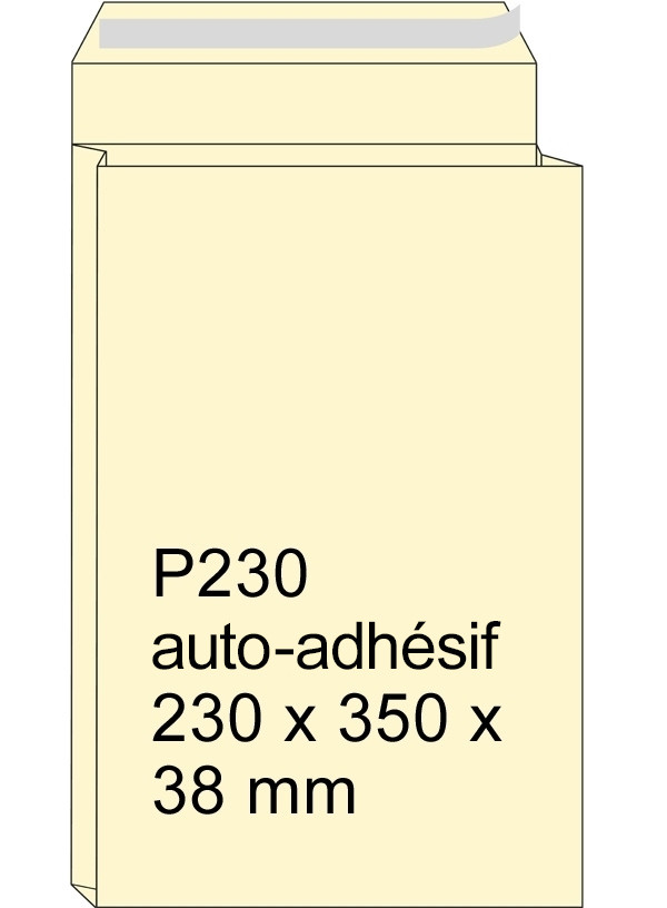 Pochette échantillon crème 230 x 350 x 38 mm - autoadhésive P230 (125 pièces) 309802 209094 - 1