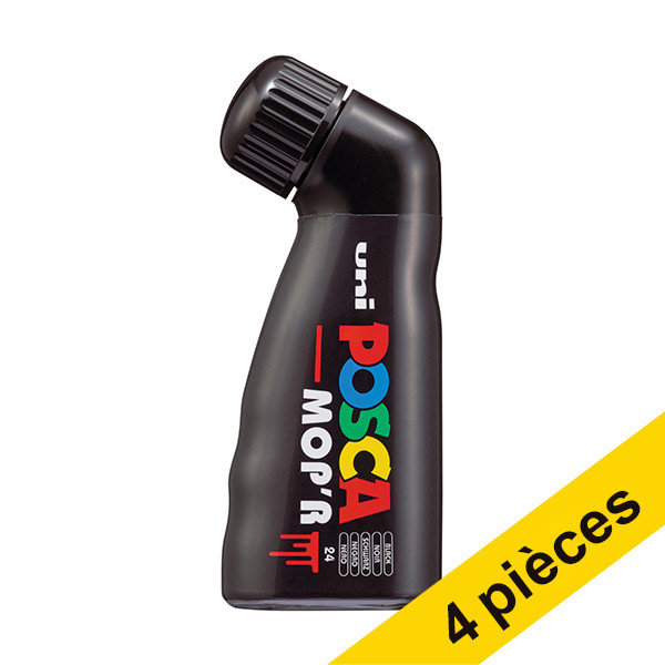Offre: 4x POSCA PCM-22 MOP'R marqueur acrylique (3 - 19 mm ogive) - noir 424475 - 1