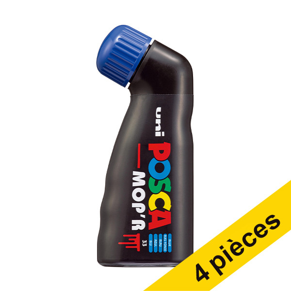 Offre: 4x POSCA PCM-22 MOP'R marqueur peinture (3 - 19 mm ogive) - bleu foncé 424473 - 1