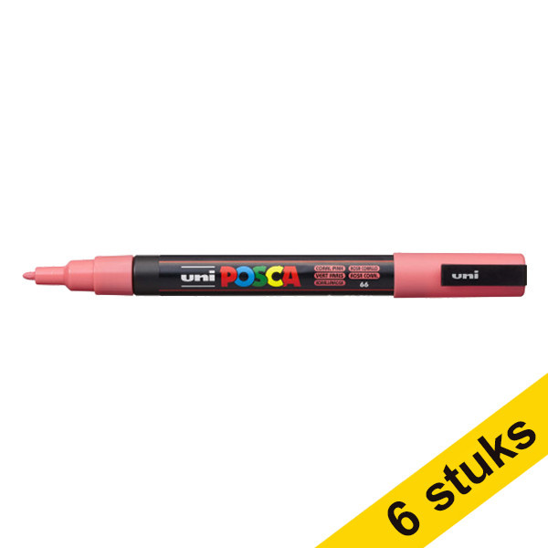 Offre : 6x POSCA PC-3M marqueur peinture (0,9 - 1,3 mm ogive) - corail 424320 - 1