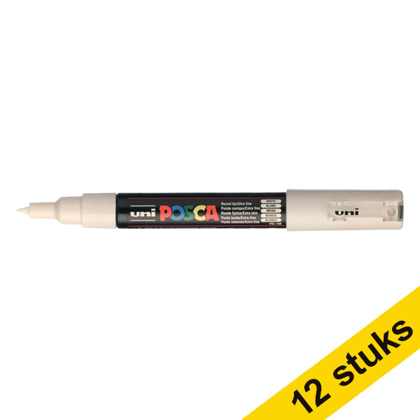 Offre : 12x POSCA PC-1MC marqueur acrylique (0,7 - 1 mm conique) - blanc 424288 - 1