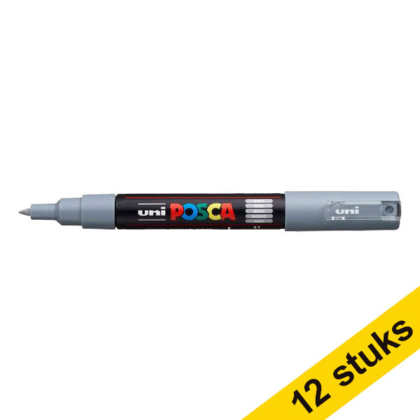 Offre : 12x POSCA PC-1MC marqueur peinture (0,7 - 1 mm conique) - gris 424290 - 1