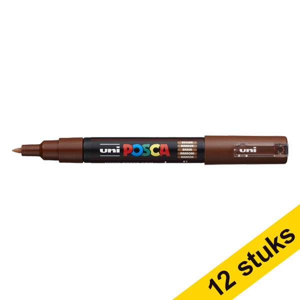Offre : 12x POSCA PC-1MC marqueur peinture (0,7 - 1 mm conique) - marron 424298 - 1