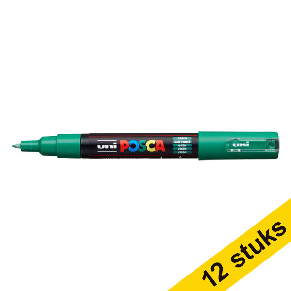 Offre : 12x POSCA PC-1MC marqueur peinture (0,7 - 1 mm conique) - vert foncé 424308 - 1
