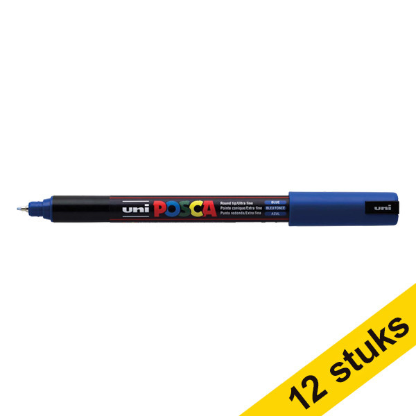 Offre : 12x POSCA PC-1MR marqueur acrylique (0,7 mm ogive) - bleu foncé 424265 - 1