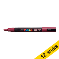 Offre : 12x POSCA PC-3M marqueur acrylique (0,9 - 1,3 mm ogive) - rouge vin