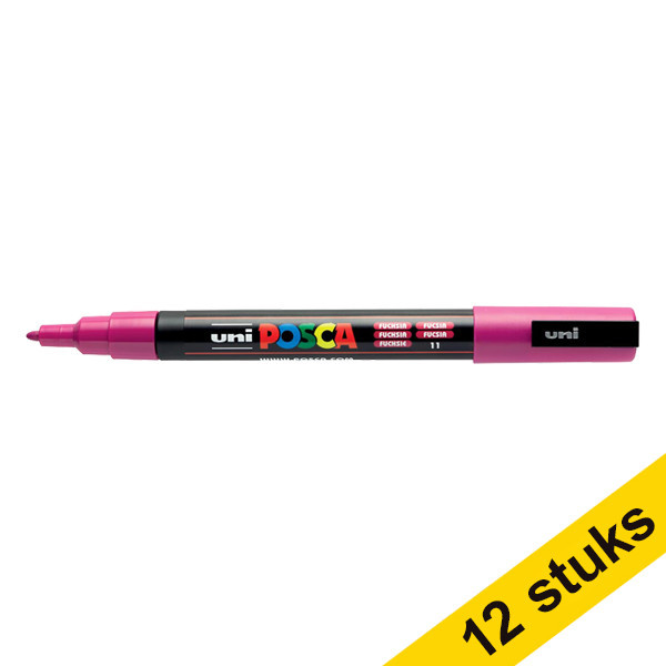Offre : 12x POSCA PC-3M marqueur peinture (0,9 - 1,3 mm ogive) - fuchsia 424338 - 1