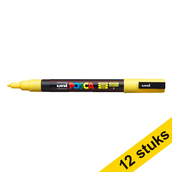 Offre : 12x POSCA PC-3M marqueur peinture (0,9 - 1,3 mm ogive) - jaune 424324 - 1