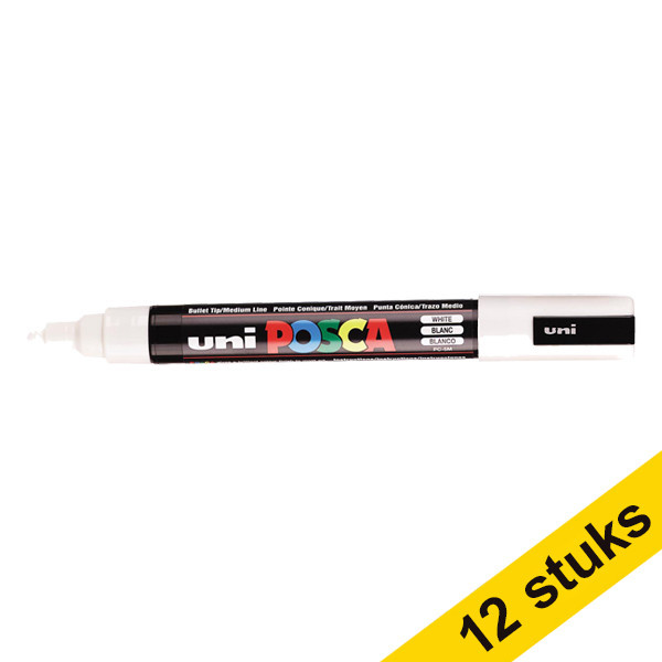 Offre : 12x POSCA PC-5M marqueur peinture (1,8 - 2,5 mm ogive) - blanc 424362 - 1