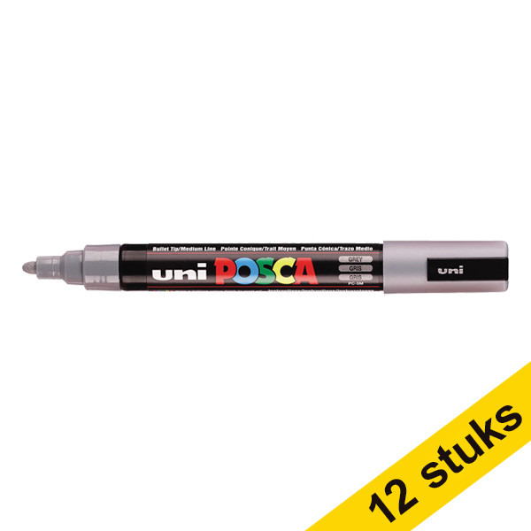Offre : 12x POSCA PC-5M marqueur peinture (1,8 - 2,5 mm ogive) - gris ardoise 424367 - 1