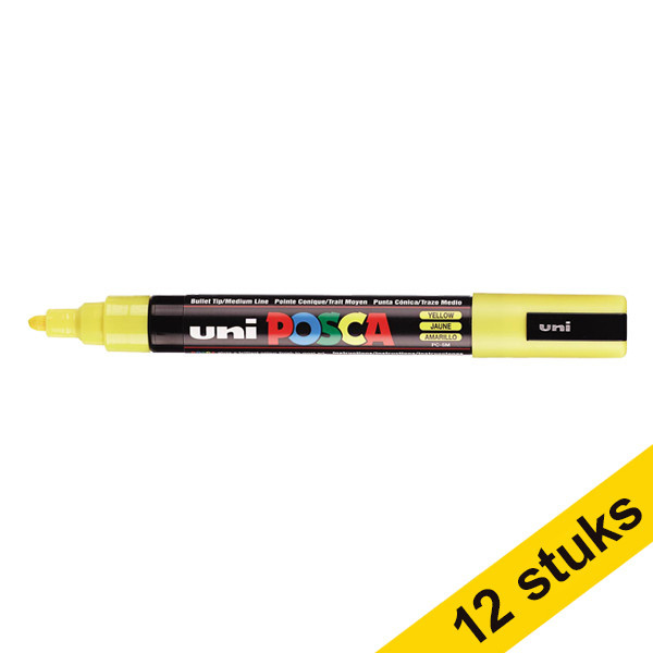 Offre : 12x POSCA PC-5M marqueur peinture (1,8 - 2,5 mm ogive) - jaune 424369 - 1