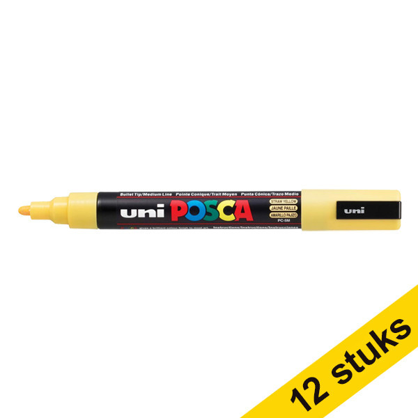Offre : 12x POSCA PC-5M marqueur peinture (1,8 - 2,5 mm ogive) - jaune paille 424372 - 1