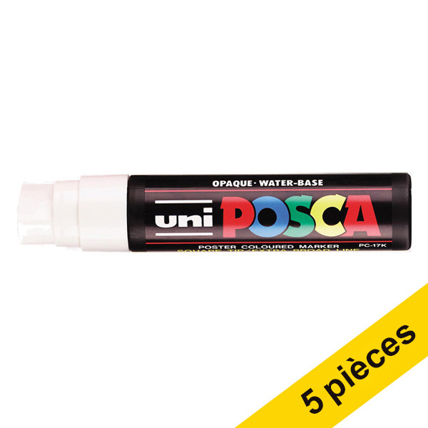 Offre : 5x POSCA PC-17K marqueur acrylique (15 mm rectangulaire) - blanc 424449 - 1
