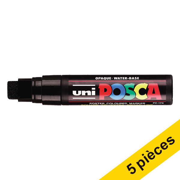 Offre : 5x POSCA PC-17K marqueur acrylique (15 mm rectangulaire) - noir 424451 - 1