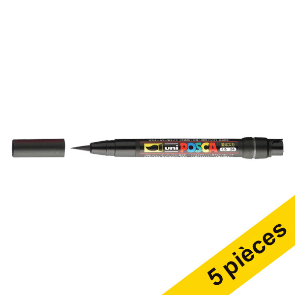 Offre : 5x POSCA brush PCF-350 marqueur peinture (1 mm pointe pinceau) - noir 424256 - 1