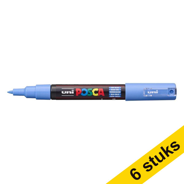 Offre : 6x POSCA PC-1MC marqueur peinture (0,7 - 1 mm conique) - bleu ciel 424285 - 1