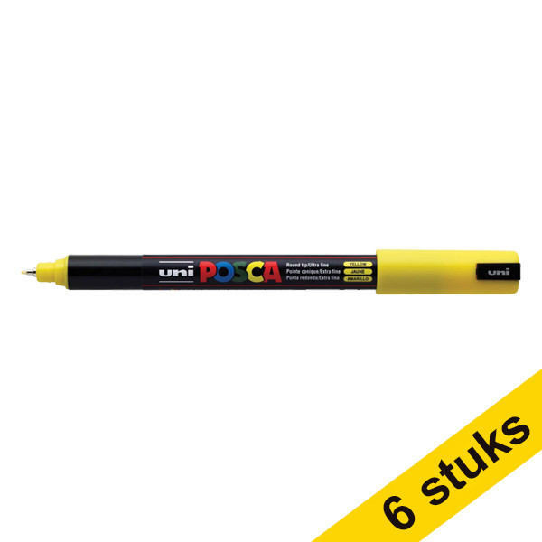 Offre : 6x POSCA PC-1MR marqueur acrylique (0,7mm ogive) - jaune 424269 - 1