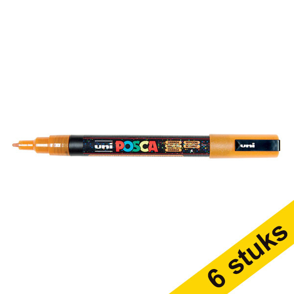 Offre : 6x POSCA PC-3ML marqueur peinture (0,9 - 1,3 mm ogive) - orange pailleté 424351 - 1