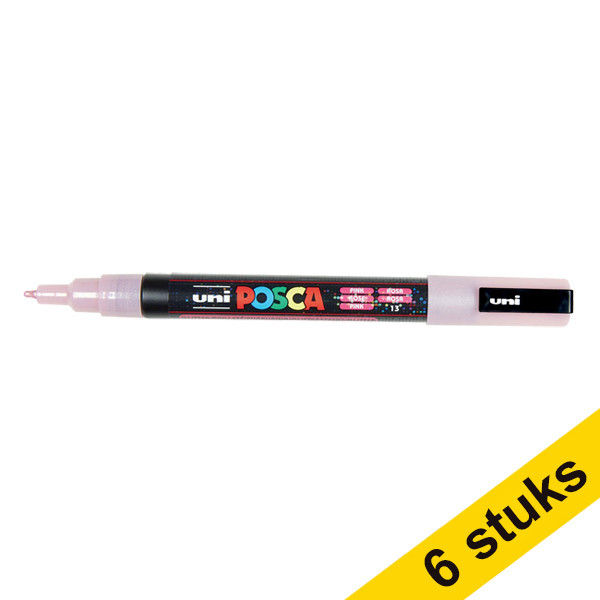 Offre : 6x POSCA PC-3ML marqueur peinture (0,9 - 1,3 mm ogive) - rose pailleté 424353 - 1