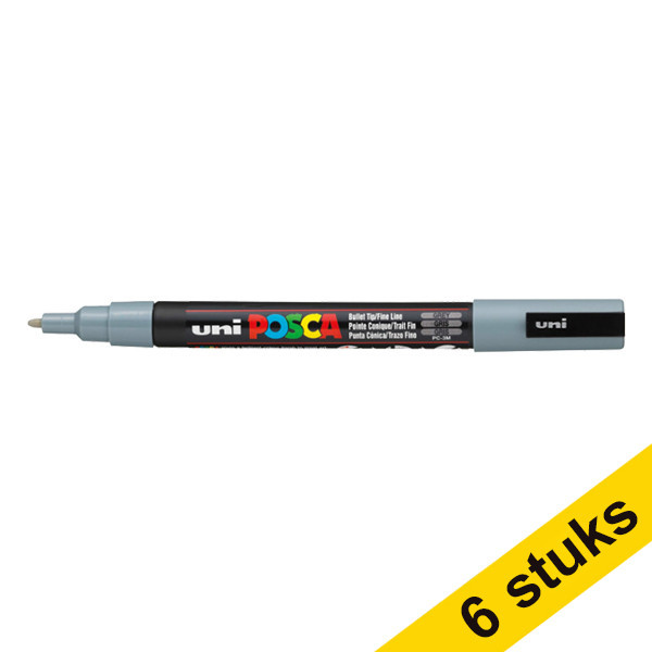 Offre : 6x POSCA PC-3M marqueur acrylique (0,9 - 1,3 mm ogive) - gris 424321 - 1