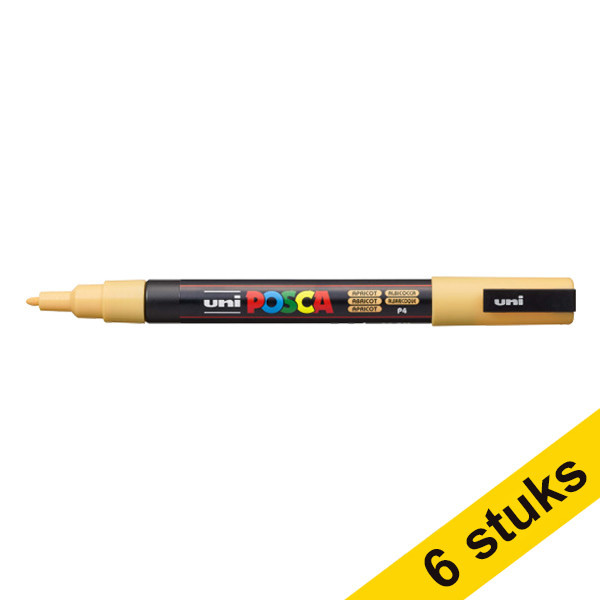 Offre : 6x POSCA PC-3M marqueur peinture (0,9 - 1,3 mm ogive) - abricot 424311 - 1