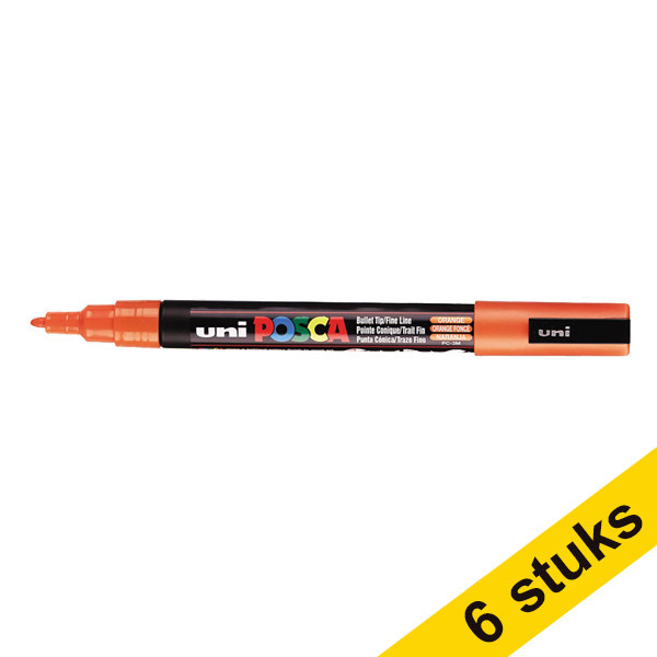 Offre : 6x POSCA PC-3M marqueur peinture (0,9 - 1,3 mm ogive) - orange foncé 424333 - 1