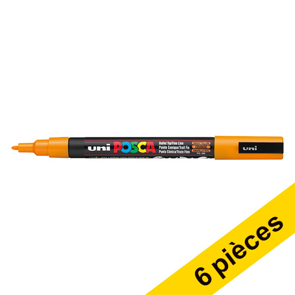 Offre : 6x POSCA PC-3M marqueur peinture (0,9 - 1,3 mm ogive) - orange vif 424332 - 1