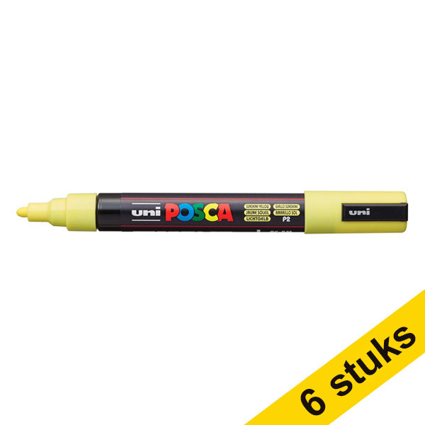 Offre : 6x POSCA PC-5M marqueur acrylique (1,8 - 2,5 mm ogive) - jaune soleil 424371 - 1