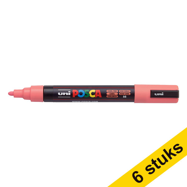 Offre : 6x POSCA PC-5M marqueur peinture (1,8 - 2,5 mm ogive) - corail 424365 - 1