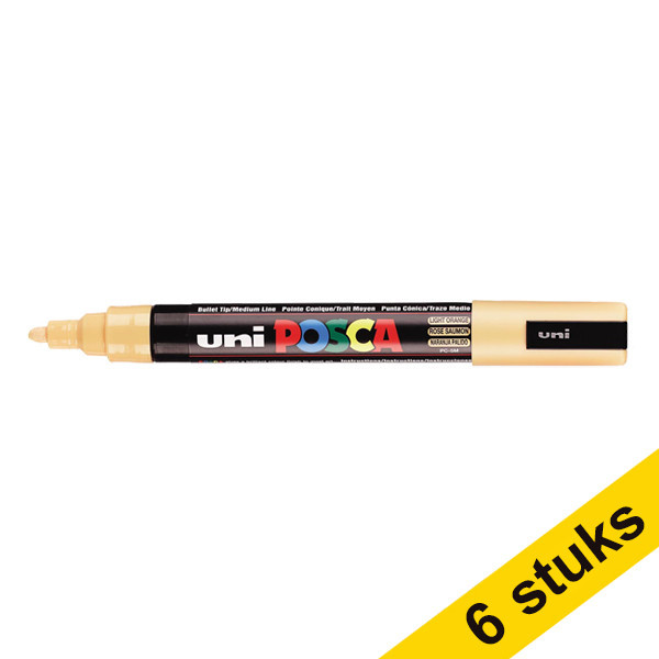Offre : 6x POSCA PC-5M marqueur peinture (1,8 - 2,5 mm ogive) - rose saumon 424389 - 1