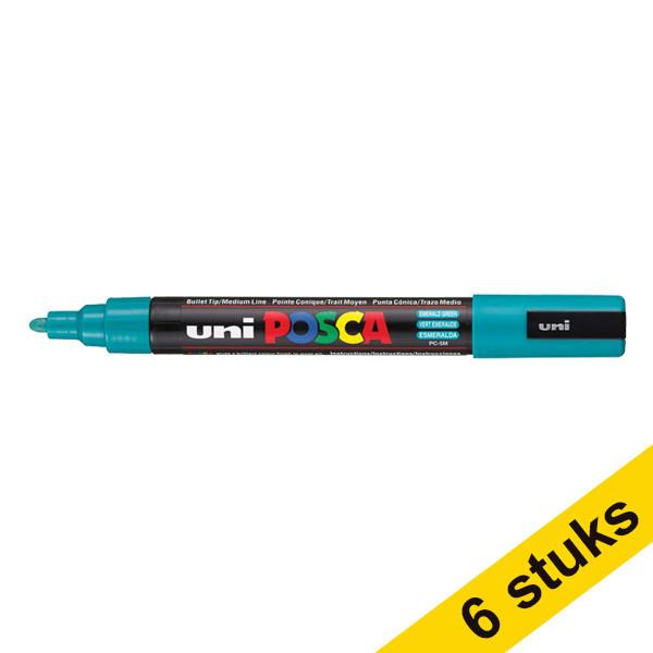 Offre : 6x POSCA PC-5M marqueur peinture (1,8 - 2,5 mm ogive) - vert émeraude 424392 - 1
