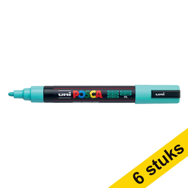 Offre : 6x POSCA PC-5M marqueur peinture (1,8 - 2,5 mm ogive) - vert d'eau 424391 - 1