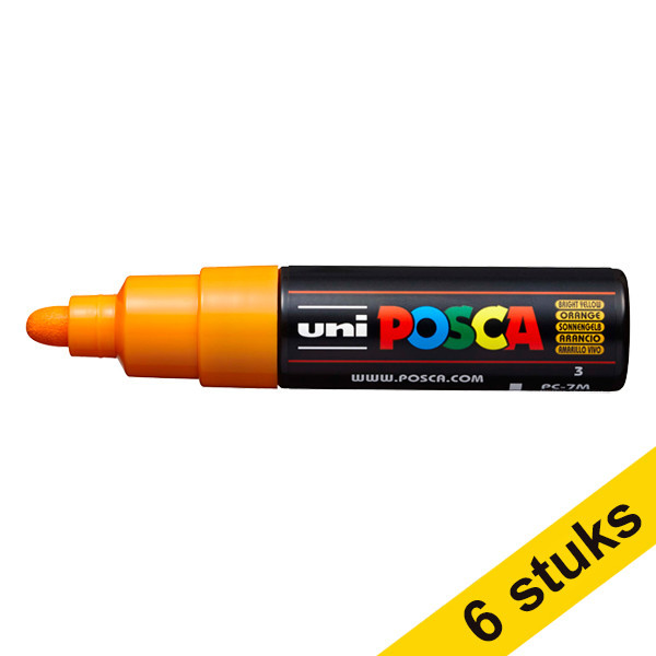 Offre : 6x POSCA PC-7M marqueur peinture (4,5 - 5,5 mm ogive) - orange 424404 - 1