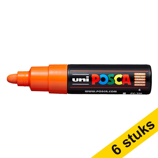 Offre : 6x POSCA PC-7M marqueur peinture (4,5 - 5,5 mm ogive) - orange foncé 424405 - 1