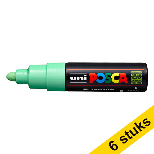 Offre : 6x POSCA PC-7M marqueur peinture (4,5 - 5,5 mm ogive) - vert clair 424409 - 1