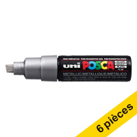 Offre : 6x POSCA PC-8K marqueur acrylique (8 mm biseautée) - argent