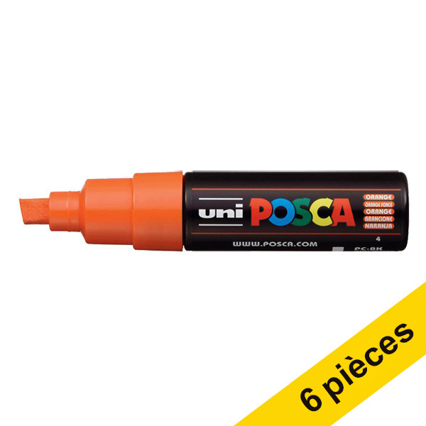 Offre : 6x POSCA PC-8K marqueur acrylique (8 mm biseautée) - orange foncé 424429 - 1