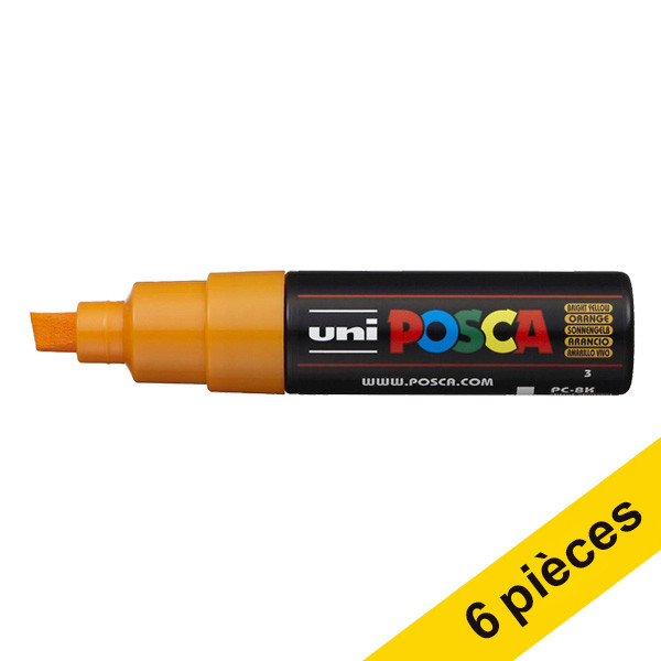 Offre : 6x POSCA PC-8K marqueur acrylique (8 mm biseautée) - orange vif 424428 - 1