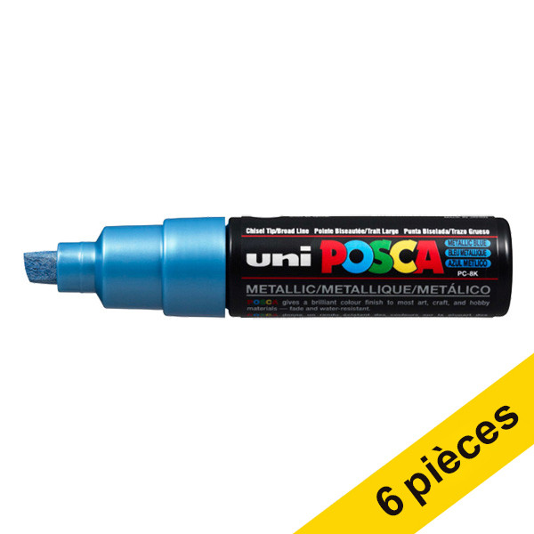 Offre : 6x POSCA PC-8K marqueur peinture (8 mm bisautée) - bleu métallique 424417 - 1