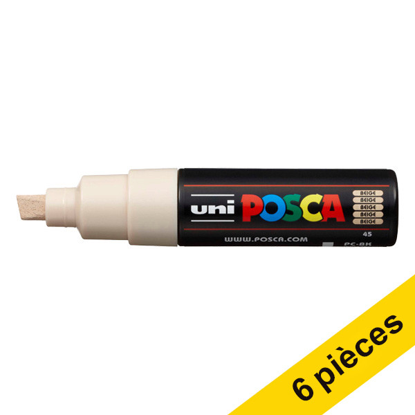 Offre : 6x POSCA PC-8K marqueur peinture (8 mm biseautée) - beige 424414 - 1