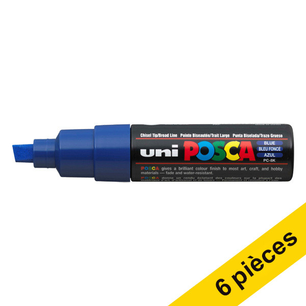 Offre : 6x POSCA PC-8K marqueur peinture (8 mm biseautée) - bleu foncé 424415 - 1