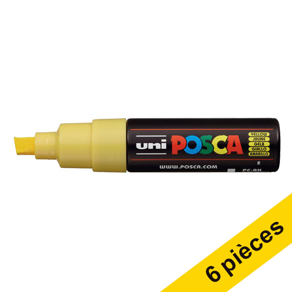 Offre : 6x POSCA PC-8K marqueur peinture (8 mm biseautée) - jaune 424422 - 1