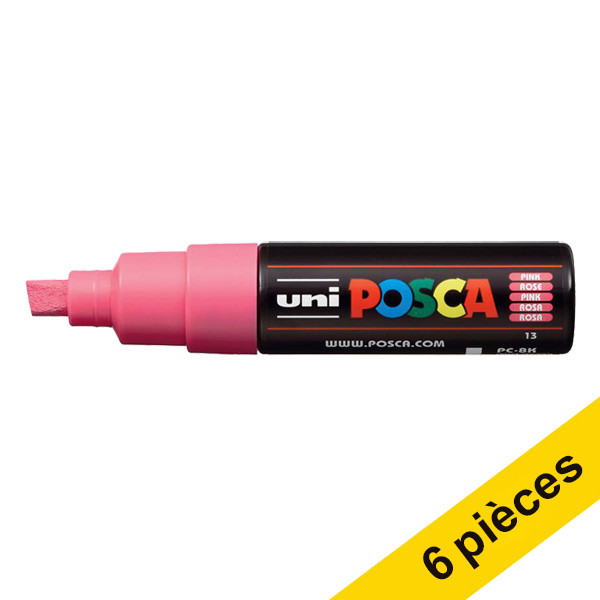 Offre : 6x POSCA PC-8K marqueur peinture (8 mm biseautée) - rose 424434 - 1