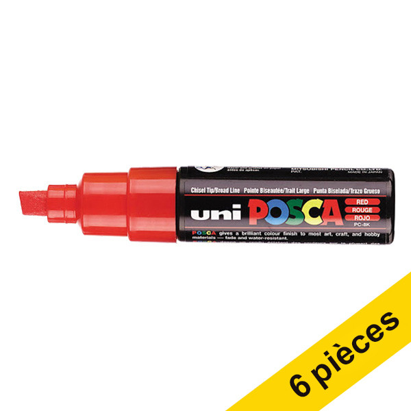Offre : 6x POSCA PC-8K marqueur peinture (8 mm biseautée) - rouge 424433 - 1