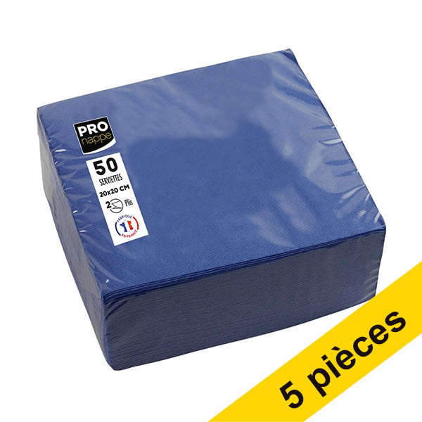 Offre : 5x ProNappe serviettes en papier 2 plis 20 x 20 cm (50 pièces) - bleu marine 404799 - 1