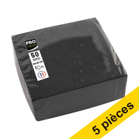 Offre : 5x ProNappe serviettes en papier 2 plis 20 x 20 cm (50 pièces) - noir