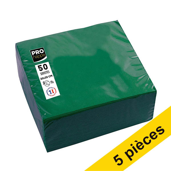 Offre : 5x ProNappe serviettes en papier 2 plis 20 x 20 cm (50 pièces) - vert 404795 - 1